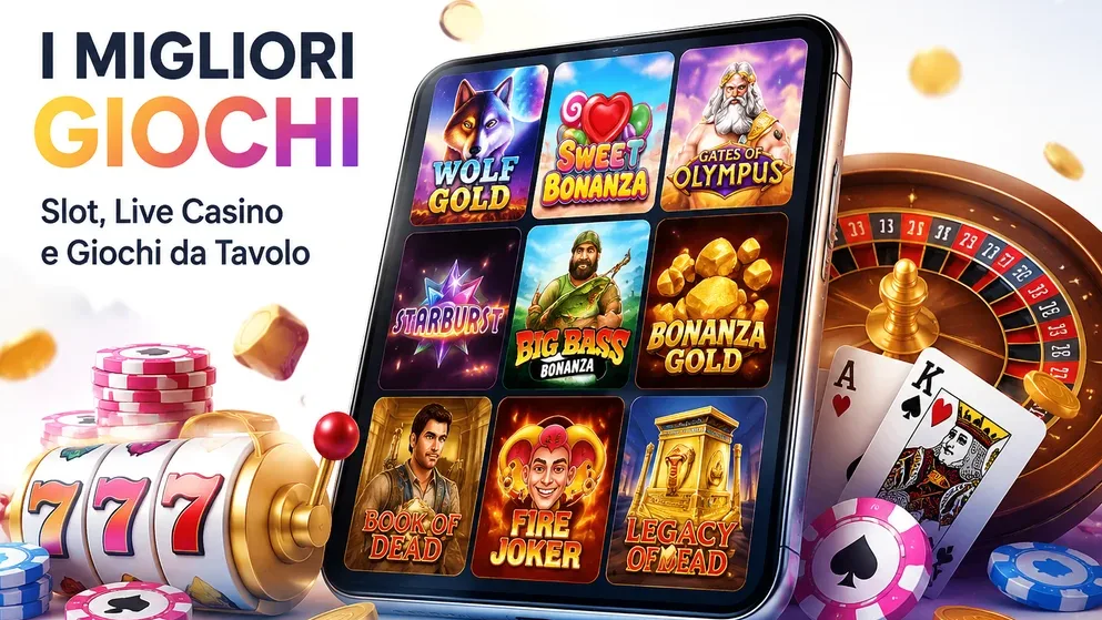 griglia di slot machine da vari provider su schermo